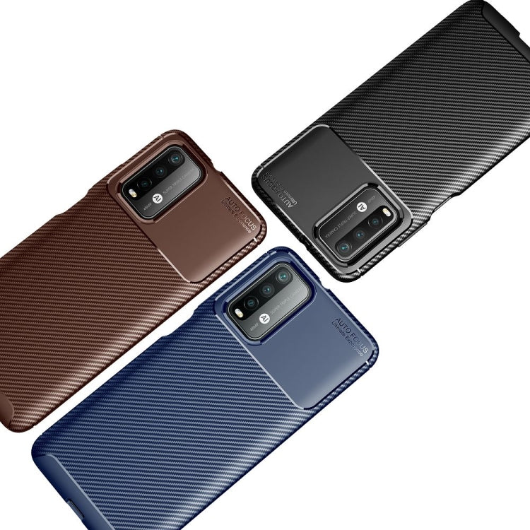 For Xiaomi Redmi Note9 4G Carbon Fiber Texture Shockproof TPU Case