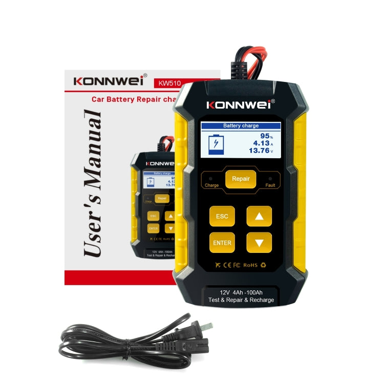KONNWEI KW510 3 in 1 Car Battery Tester / Charger / Repairer, Support 8 Languages  - EU Plug