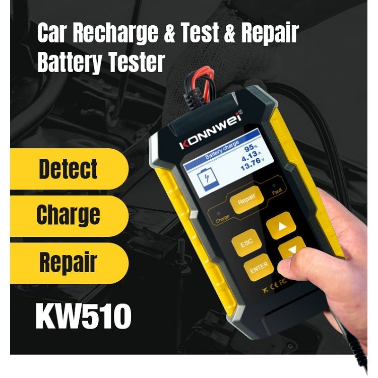 KONNWEI KW510 3 in 1 Car Battery Tester / Charger / Repairer, Support 8 Languages  - EU Plug