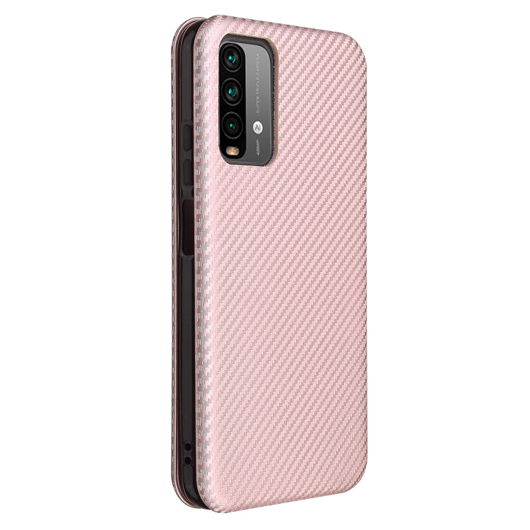 For Xiaomi Redmi Note 9 4G Carbon Fiber Texture Horizontal Flip TPU + PC + PU Leather Case with Card Slot