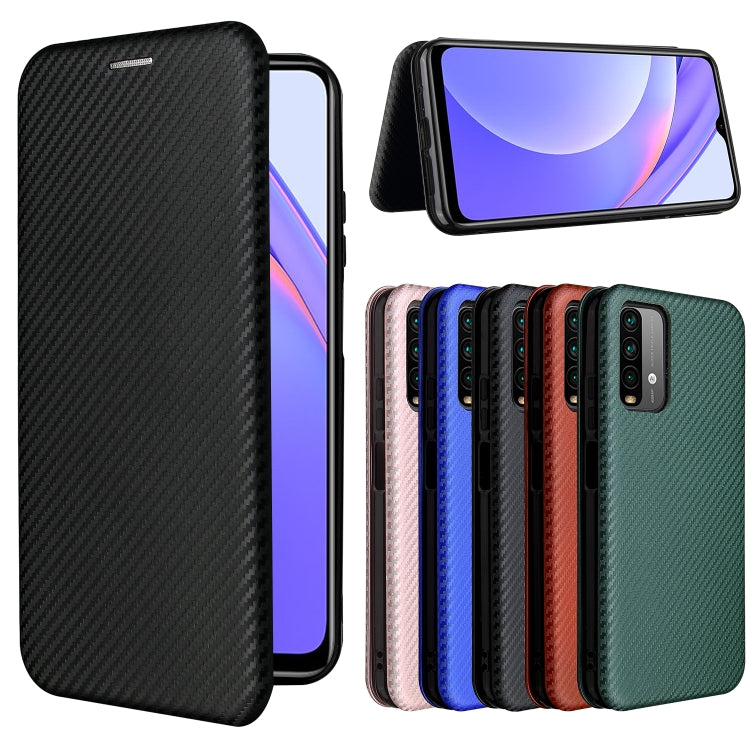 For Xiaomi Redmi Note 9 4G Carbon Fiber Texture Horizontal Flip TPU + PC + PU Leather Case with Card Slot