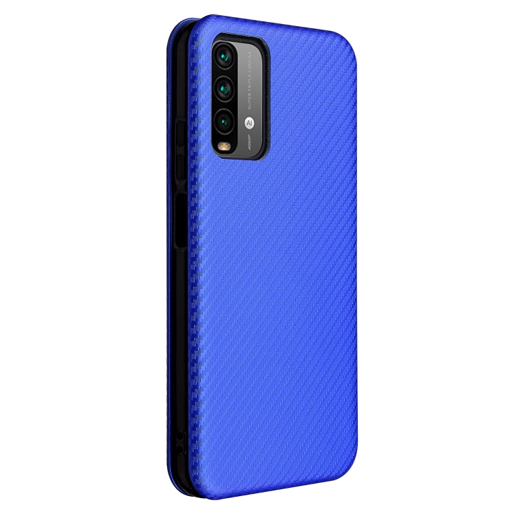 For Xiaomi Redmi Note 9 4G Carbon Fiber Texture Horizontal Flip TPU + PC + PU Leather Case with Card Slot