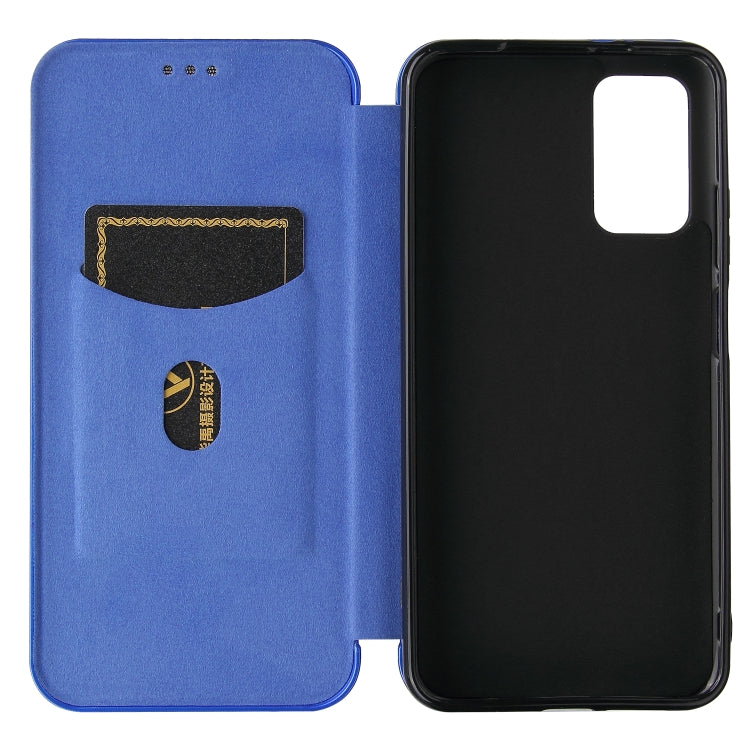 For Xiaomi Redmi Note 9 4G Carbon Fiber Texture Horizontal Flip TPU + PC + PU Leather Case with Card Slot