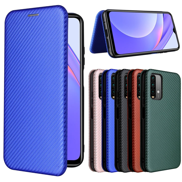 For Xiaomi Redmi Note 9 4G Carbon Fiber Texture Horizontal Flip TPU + PC + PU Leather Case with Card Slot