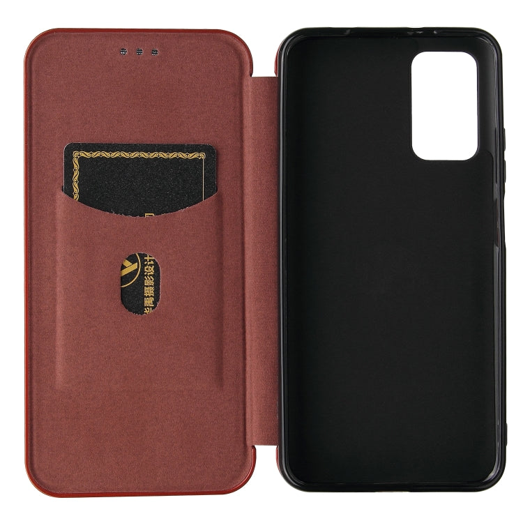 For Xiaomi Redmi Note 9 4G Carbon Fiber Texture Horizontal Flip TPU + PC + PU Leather Case with Card Slot