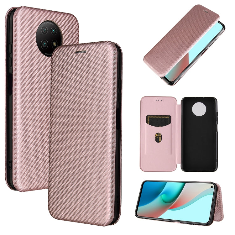 For Xiaomi Redmi Note 9 5G Carbon Fiber Texture Horizontal Flip TPU + PC + PU Leather Case with Card Slot