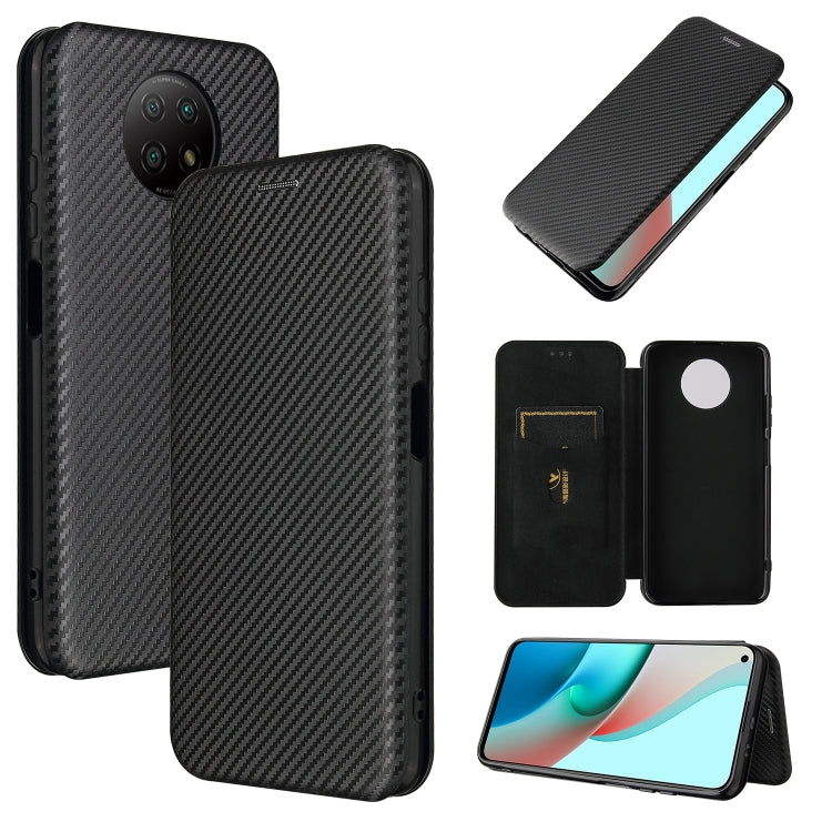 For Xiaomi Redmi Note 9 5G Carbon Fiber Texture Horizontal Flip TPU + PC + PU Leather Case with Card Slot