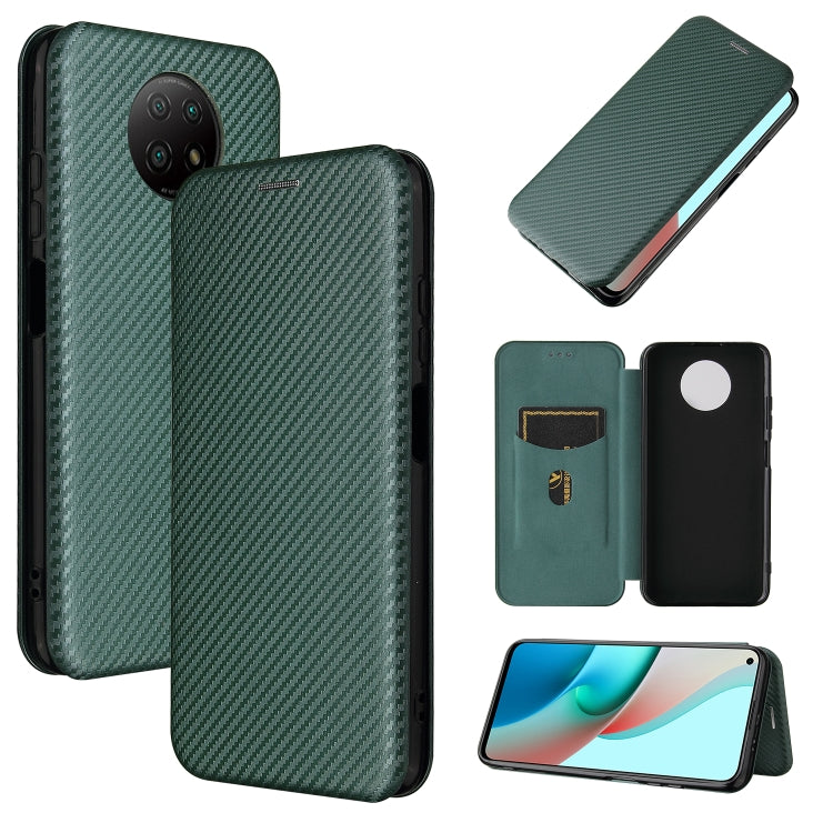 For Xiaomi Redmi Note 9 5G Carbon Fiber Texture Horizontal Flip TPU + PC + PU Leather Case with Card Slot