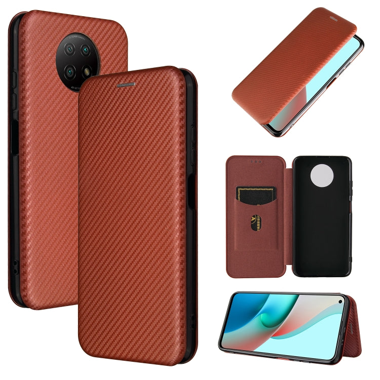 For Xiaomi Redmi Note 9 5G Carbon Fiber Texture Horizontal Flip TPU + PC + PU Leather Case with Card Slot