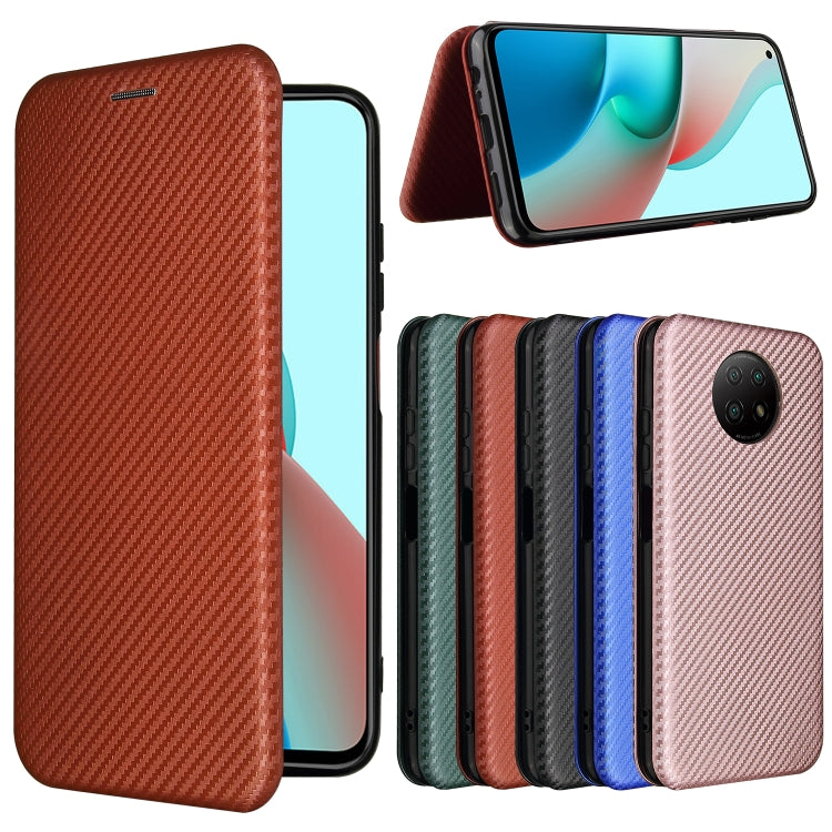 For Xiaomi Redmi Note 9 5G Carbon Fiber Texture Horizontal Flip TPU + PC + PU Leather Case with Card Slot