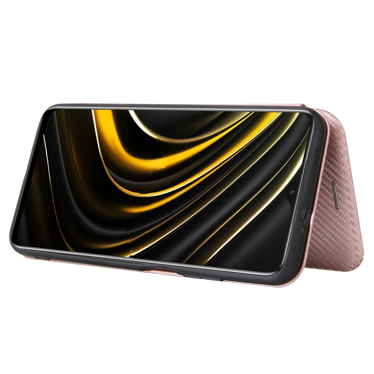 For Xiaomi Poco M3 Carbon Fiber Texture Horizontal Flip TPU + PC + PU Leather Case with Card Slot