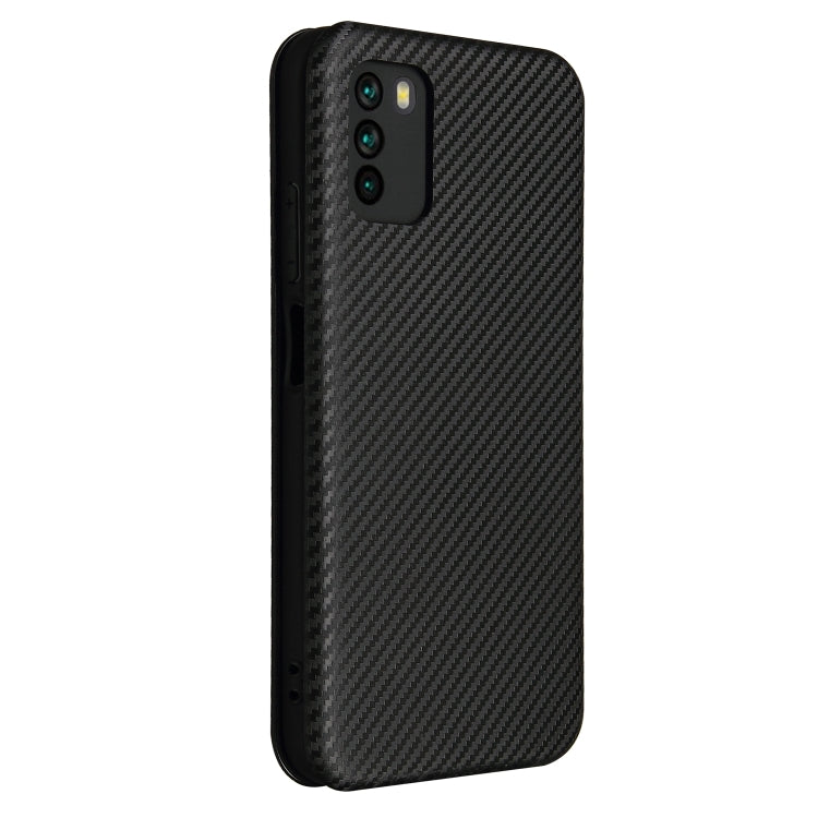 For Xiaomi Poco M3 Carbon Fiber Texture Horizontal Flip TPU + PC + PU Leather Case with Card Slot