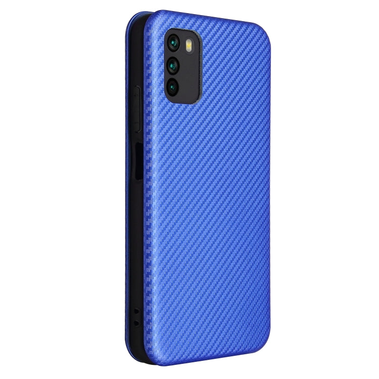 For Xiaomi Poco M3 Carbon Fiber Texture Horizontal Flip TPU + PC + PU Leather Case with Card Slot