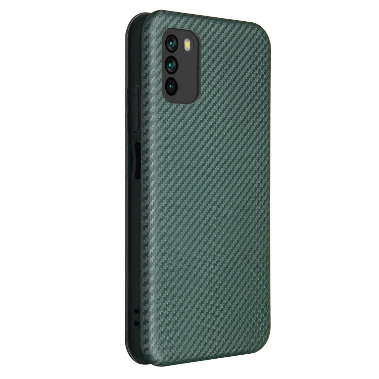 For Xiaomi Poco M3 Carbon Fiber Texture Horizontal Flip TPU + PC + PU Leather Case with Card Slot