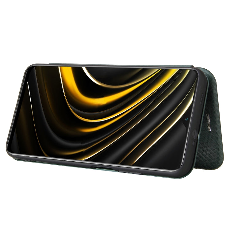 For Xiaomi Poco M3 Carbon Fiber Texture Horizontal Flip TPU + PC + PU Leather Case with Card Slot