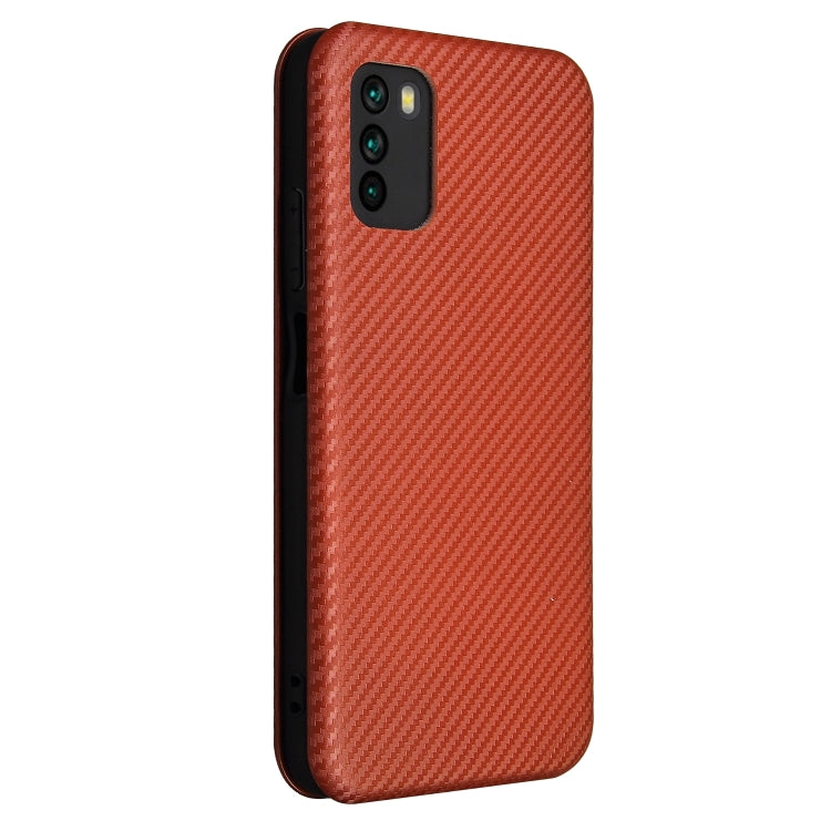 For Xiaomi Poco M3 Carbon Fiber Texture Horizontal Flip TPU + PC + PU Leather Case with Card Slot