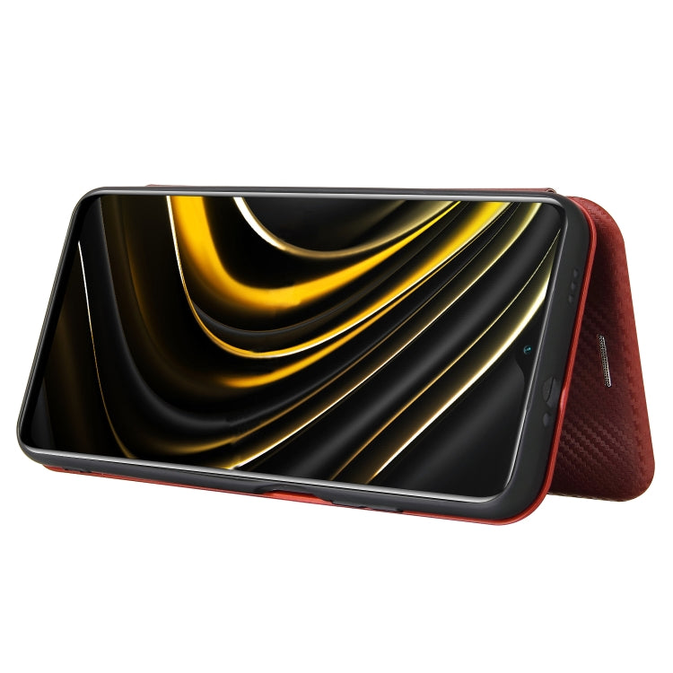 For Xiaomi Poco M3 Carbon Fiber Texture Horizontal Flip TPU + PC + PU Leather Case with Card Slot