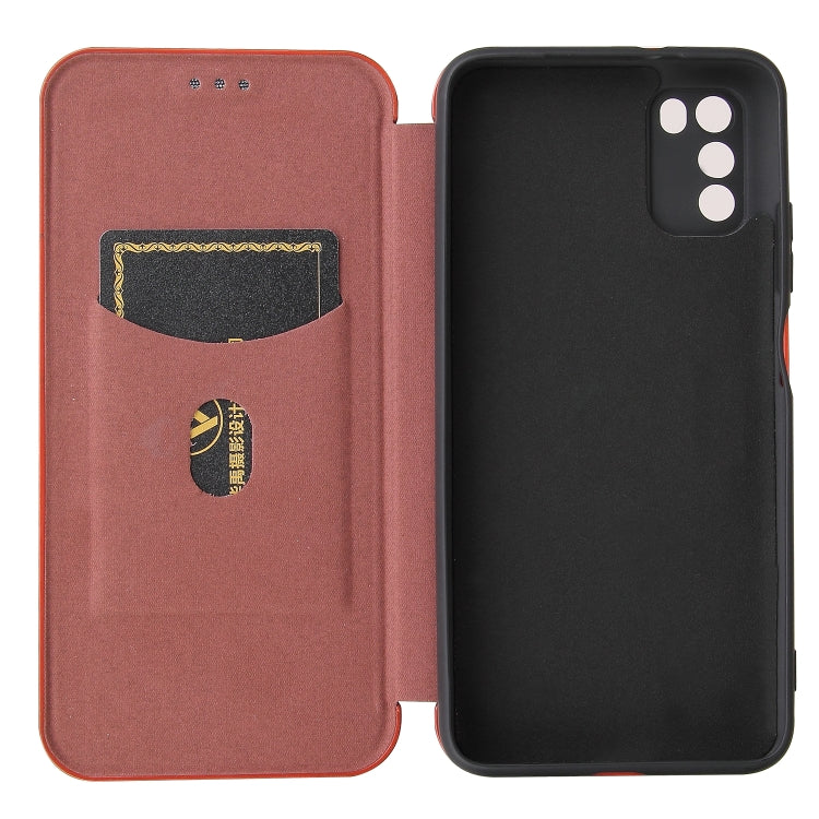 For Xiaomi Poco M3 Carbon Fiber Texture Horizontal Flip TPU + PC + PU Leather Case with Card Slot