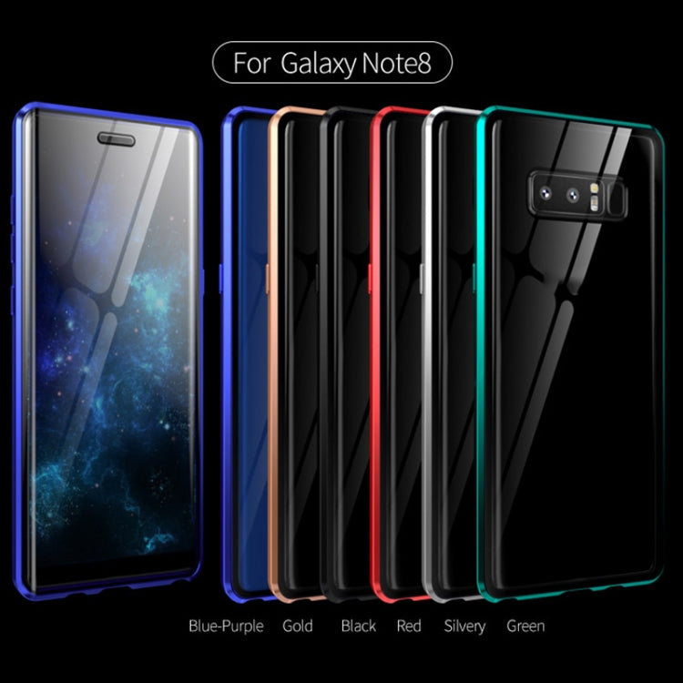 For Samsung Galaxy Note 8 Magnetic Metal Frame Double-sided Tempered Glass Case