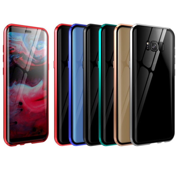 For Samsung Galaxy S8+ Magnetic Metal Frame Double-sided Tempered Glass Case