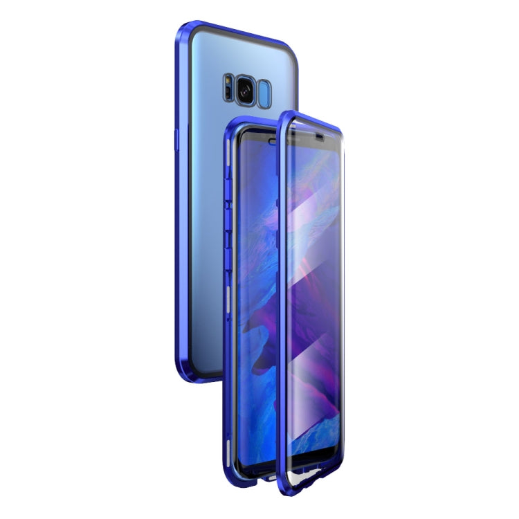 For Samsung Galaxy S8+ Magnetic Metal Frame Double-sided Tempered Glass Case