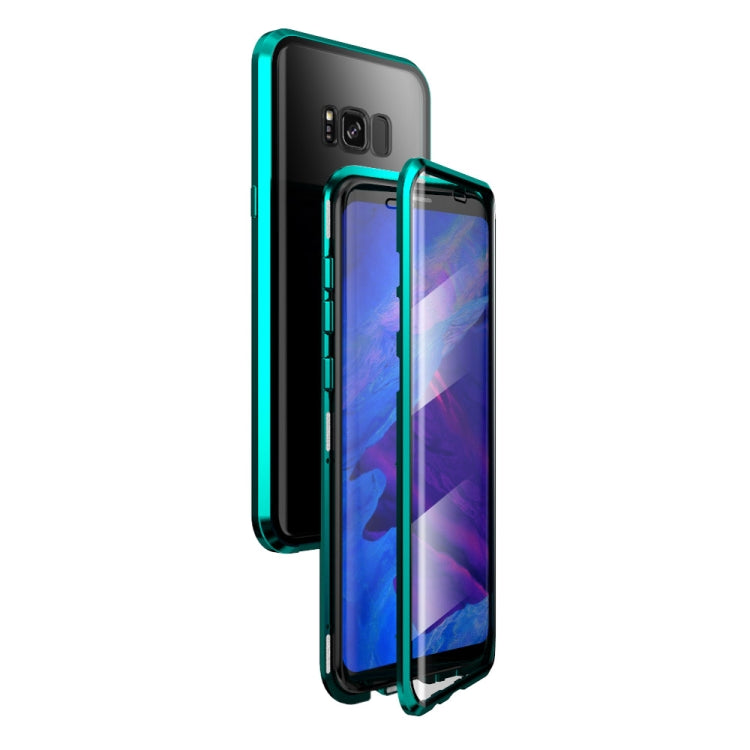 For Samsung Galaxy S8+ Magnetic Metal Frame Double-sided Tempered Glass Case