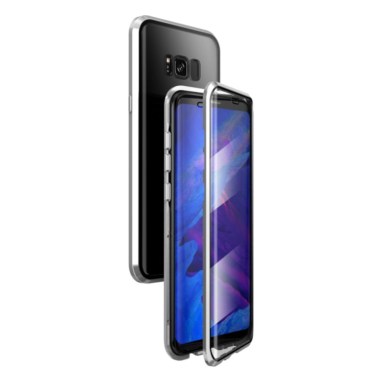 For Samsung Galaxy S8+ Magnetic Metal Frame Double-sided Tempered Glass Case