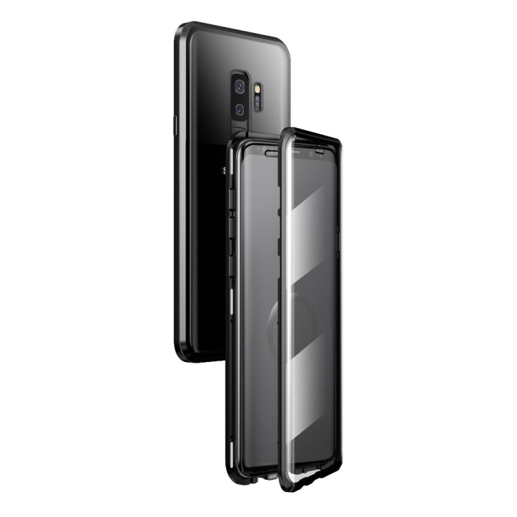 For Samsung Galaxy S9+ Magnetic Metal Frame Double-sided Tempered Glass Case