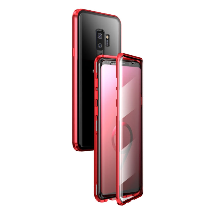 For Samsung Galaxy S9+ Magnetic Metal Frame Double-sided Tempered Glass Case