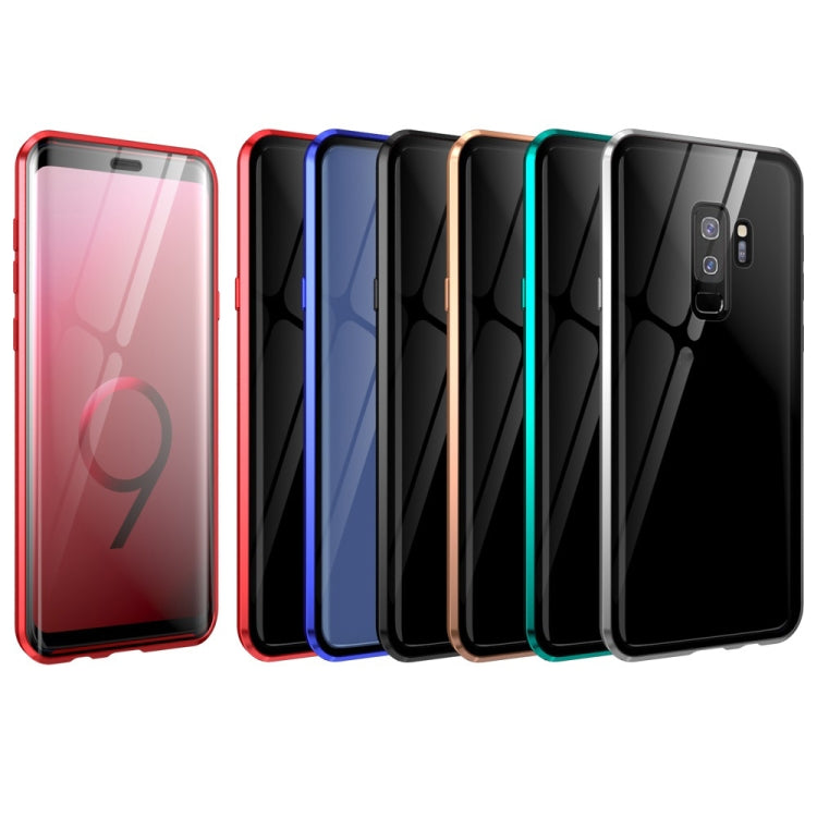 For Samsung Galaxy S9+ Magnetic Metal Frame Double-sided Tempered Glass Case