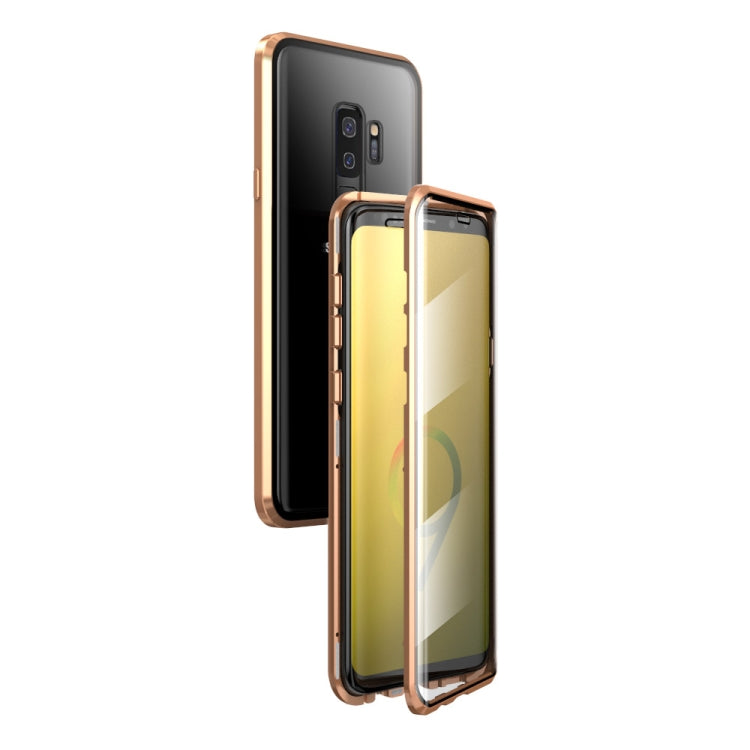 For Samsung Galaxy S9+ Magnetic Metal Frame Double-sided Tempered Glass Case
