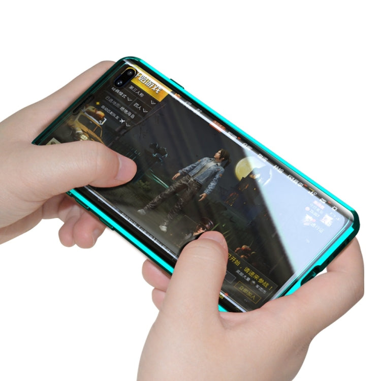 For Samsung Galaxy S9+ Magnetic Metal Frame Double-sided Tempered Glass Case
