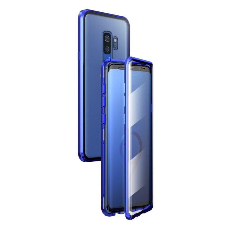 For Samsung Galaxy S9+ Magnetic Metal Frame Double-sided Tempered Glass Case