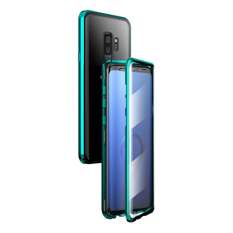 For Samsung Galaxy S9+ Magnetic Metal Frame Double-sided Tempered Glass Case