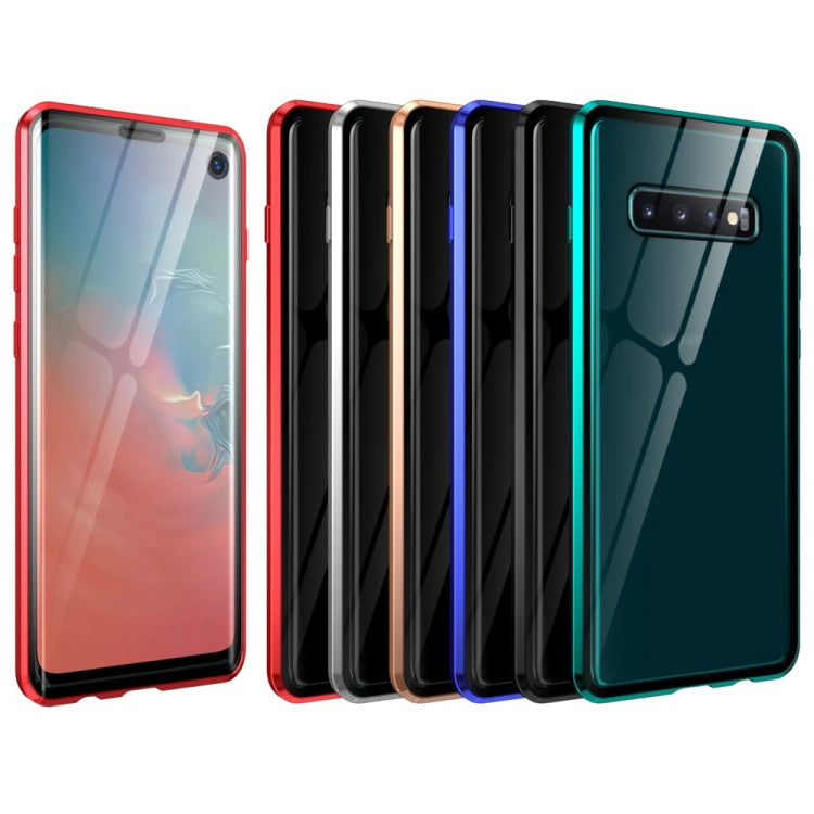 For Samsung Galaxy S10+ Magnetic Metal Frame Double-sided Tempered Glass Case