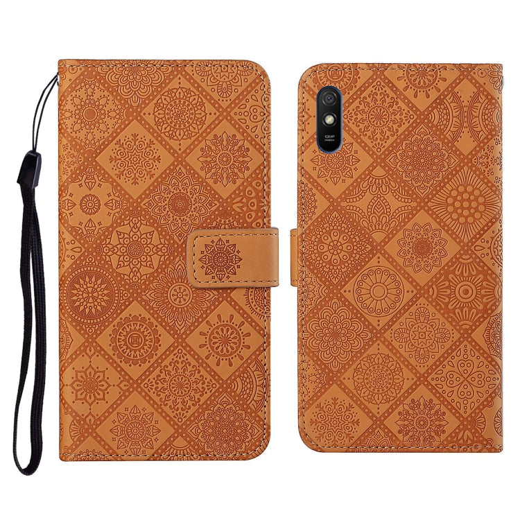 For Xiaomi Redmi 9A Ethnic Style Embossed Pattern Horizontal Flip Leather Case with Holder & Card Slots & Wallet & Lanyard