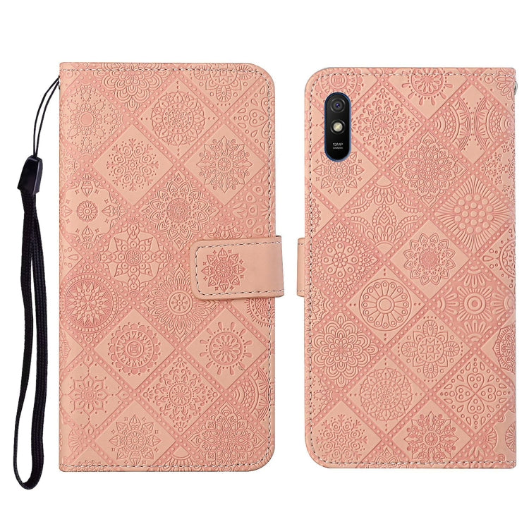 For Xiaomi Redmi 9A Ethnic Style Embossed Pattern Horizontal Flip Leather Case with Holder & Card Slots & Wallet & Lanyard