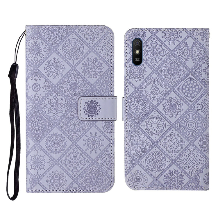 For Xiaomi Redmi 9A Ethnic Style Embossed Pattern Horizontal Flip Leather Case with Holder & Card Slots & Wallet & Lanyard