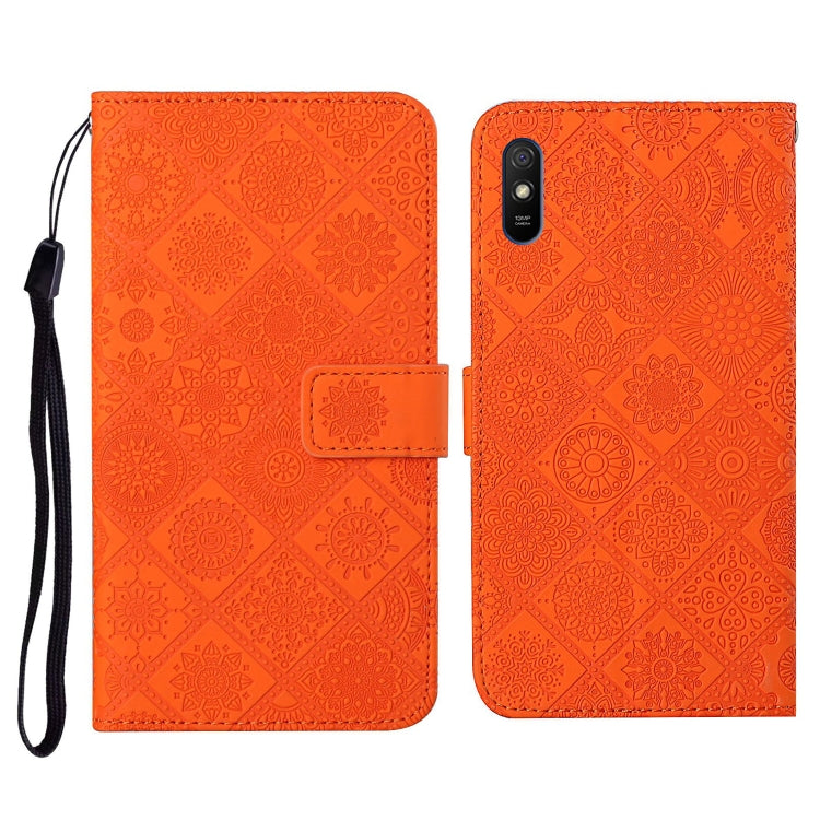 For Xiaomi Redmi 9A Ethnic Style Embossed Pattern Horizontal Flip Leather Case with Holder & Card Slots & Wallet & Lanyard