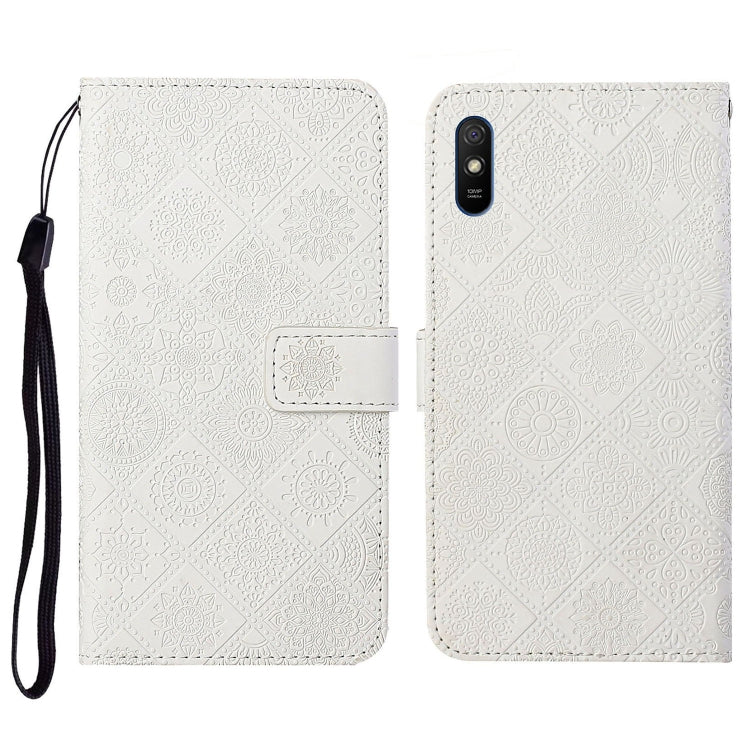 For Xiaomi Redmi 9A Ethnic Style Embossed Pattern Horizontal Flip Leather Case with Holder & Card Slots & Wallet & Lanyard