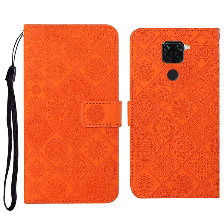 For Xiaomi Redmi Note 9 Ethnic Style Embossed Pattern Horizontal Flip Leather Case with Holder & Card Slots & Wallet & Lanyard