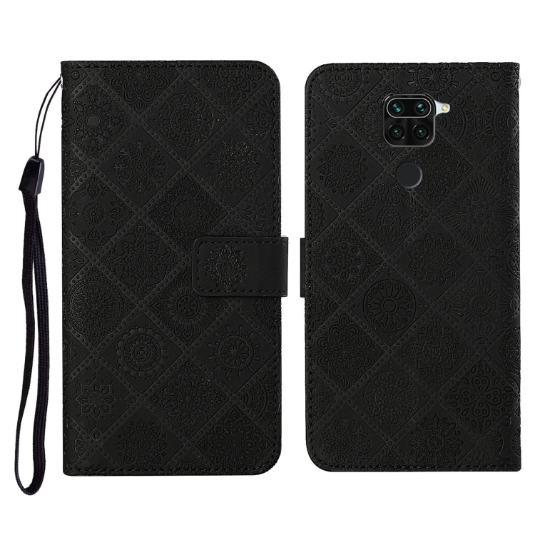 For Xiaomi Redmi Note 9 Ethnic Style Embossed Pattern Horizontal Flip Leather Case with Holder & Card Slots & Wallet & Lanyard