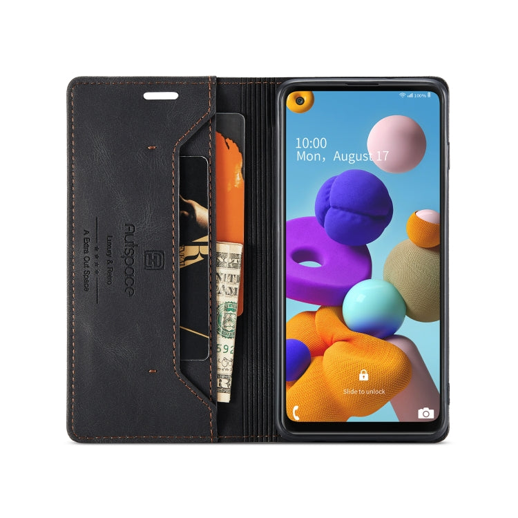 For Samsung Galaxy A21s AutSpace A01 Retro Skin-feel Crazy Horse Texture Horizontal Flip Leather Case with Holder & Card Slots & Wallet & RFID