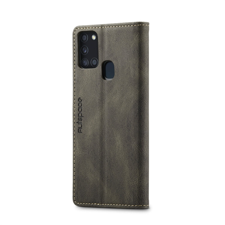 For Samsung Galaxy A21s AutSpace A01 Retro Skin-feel Crazy Horse Texture Horizontal Flip Leather Case with Holder & Card Slots & Wallet & RFID