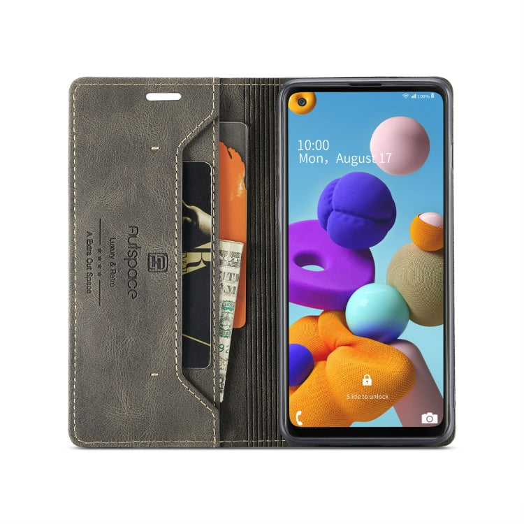 For Samsung Galaxy A21s AutSpace A01 Retro Skin-feel Crazy Horse Texture Horizontal Flip Leather Case with Holder & Card Slots & Wallet & RFID