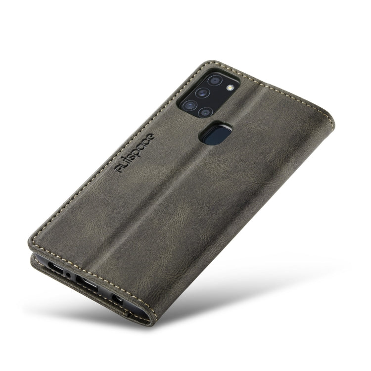 For Samsung Galaxy A21s AutSpace A01 Retro Skin-feel Crazy Horse Texture Horizontal Flip Leather Case with Holder & Card Slots & Wallet & RFID