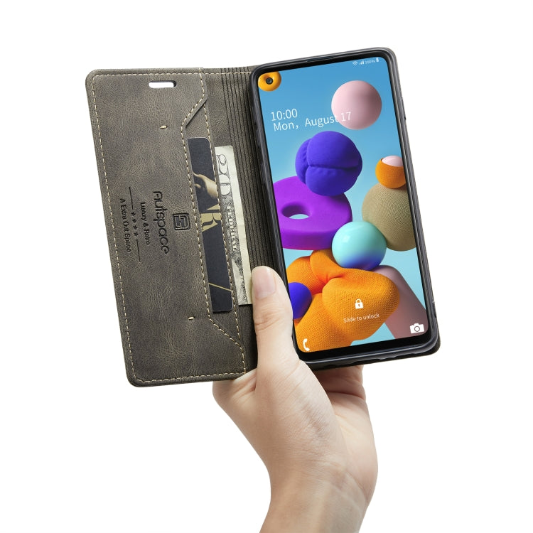 For Samsung Galaxy A21s AutSpace A01 Retro Skin-feel Crazy Horse Texture Horizontal Flip Leather Case with Holder & Card Slots & Wallet & RFID