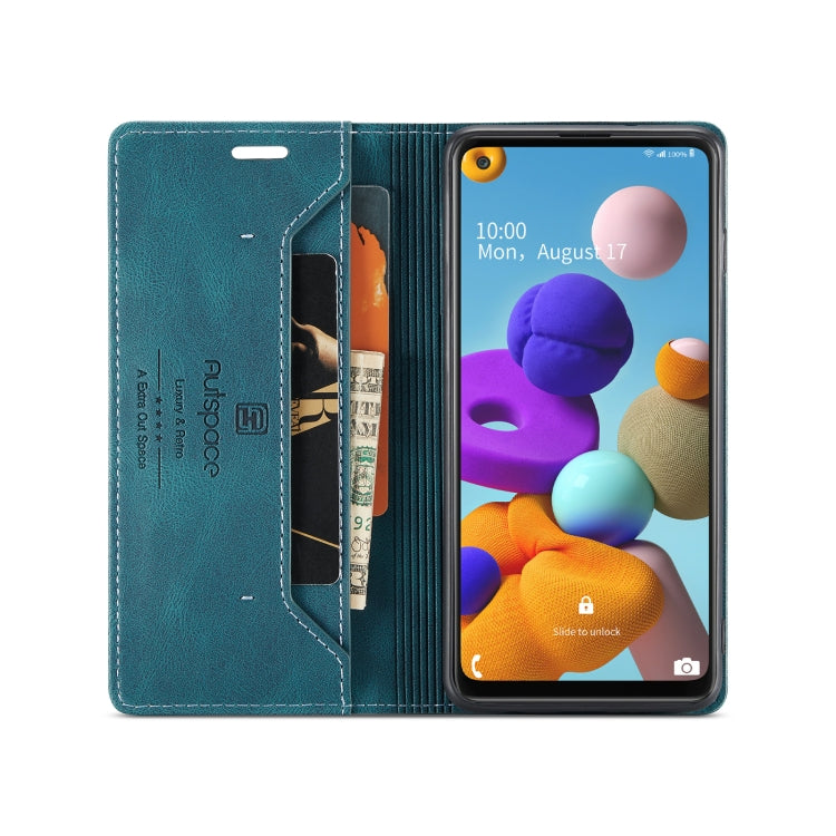 For Samsung Galaxy A21s AutSpace A01 Retro Skin-feel Crazy Horse Texture Horizontal Flip Leather Case with Holder & Card Slots & Wallet & RFID