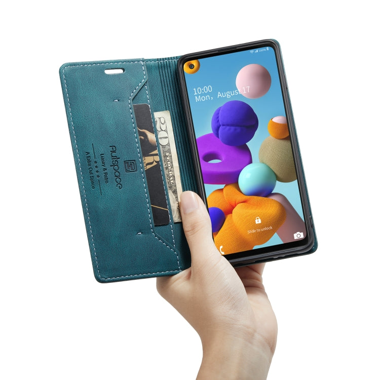 For Samsung Galaxy A21s AutSpace A01 Retro Skin-feel Crazy Horse Texture Horizontal Flip Leather Case with Holder & Card Slots & Wallet & RFID