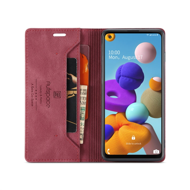 For Samsung Galaxy A21s AutSpace A01 Retro Skin-feel Crazy Horse Texture Horizontal Flip Leather Case with Holder & Card Slots & Wallet & RFID